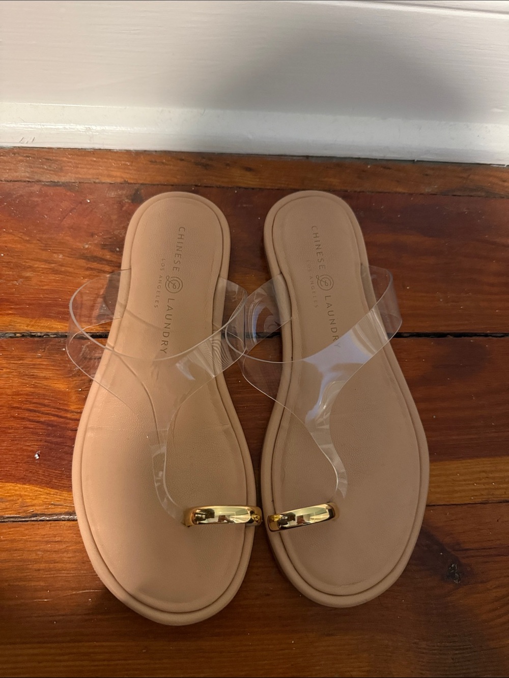Chinese Laundry Tan Sandals with Clear Straps